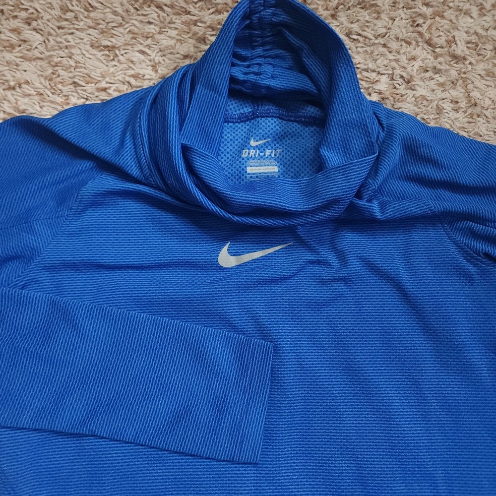 Nike Dri-Fit Running Turtle Neck Blue Womens S Long Sleeve Shirt